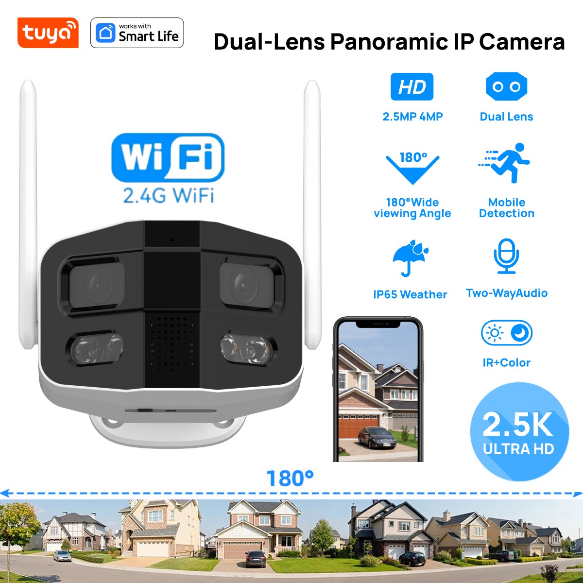 Smart Home Camera Ezviz - Tuya Smart 4MP 2.5K Dual-Lens Großer