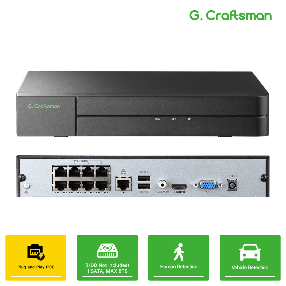 Smart Home Microsoft - C-U, 8CH POE Netzwerk-Videorecorder 4K Heimsicherheits-NVR-Überwachungssystem
