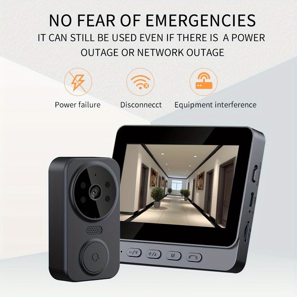 Smart Home Video - 4,3'' IPS-Bildschirm 2,4G Kabellose Video-Gegensprechanlage für