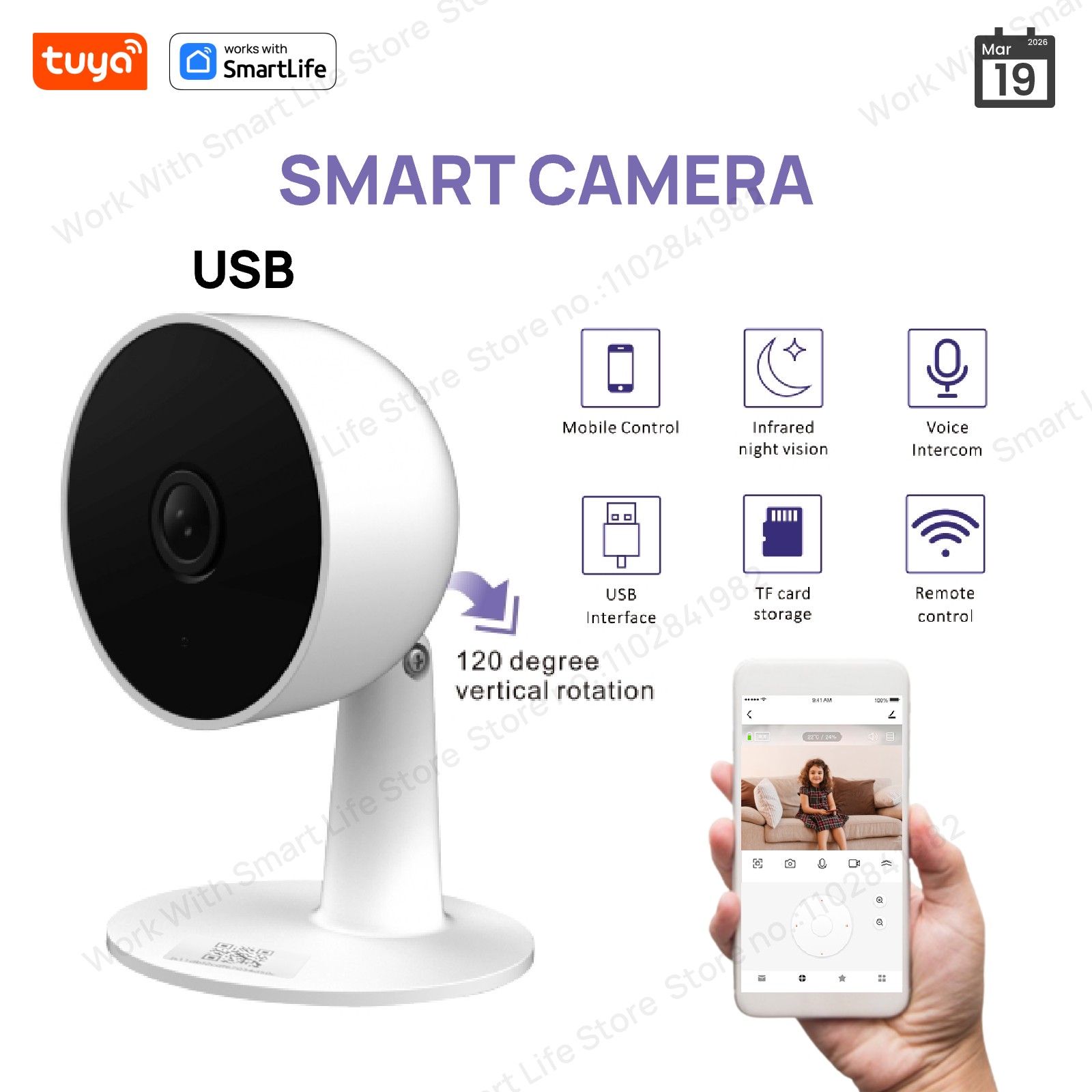 Smart Home Camera Ezviz - Tuya Smart 2MP HD Innen-Überwachungskamera für
